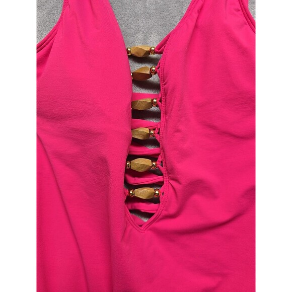 Rod Beattie Bleu Swimwear for Women Size 10 Pink With Beaded Accents Adjustable - Picture 4 of 11